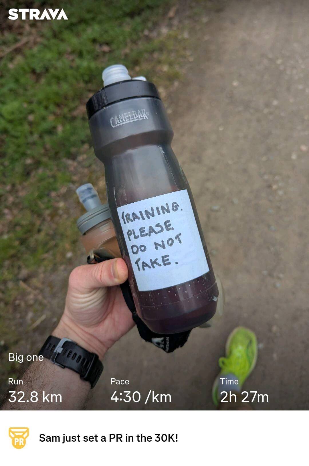 Big one - 32.8k @ 4:30/km